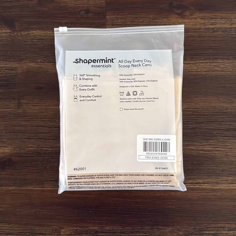 Shapermint Essentials All Day Every Day Scoop Neck Cami Chai Large NWT - Picture 9 of 9